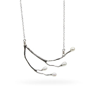 Silver and Pearl Branch Necklace