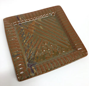Textured Square Salad Plate Antique Iron Glaze