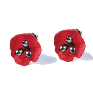 Red Poppy Post Earring