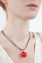 Load image into Gallery viewer, Red Poppy On Leather Necklace