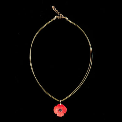 Red Poppy On Leather Necklace