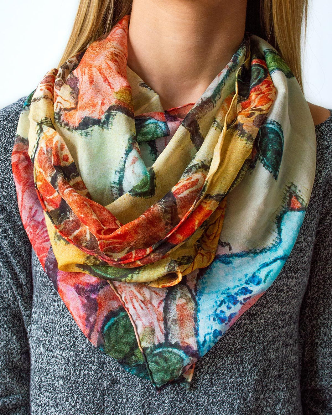 Bird With Flowers Scarf