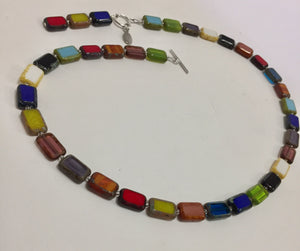 Glass Bead Necklace Trilogy Rainbow