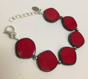 Bracelet With Red Glass Beads