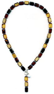 Eighteen Inches of Amber Tortoise Glass Tile Necklace