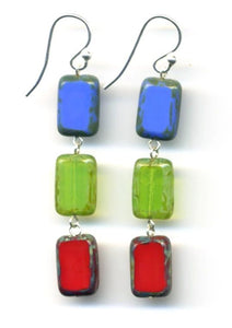 Triple Tile Glass Earring