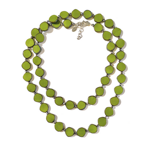 Full Circle Long Glass Necklace in Avocado