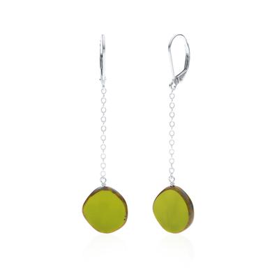 Full Circle Glass Pendulum Avocado Earring