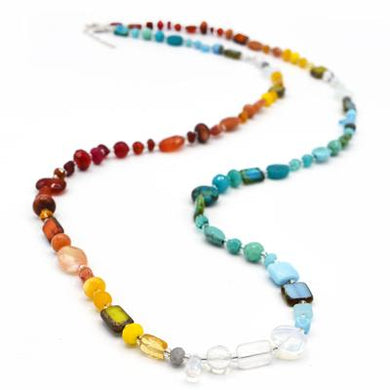 Rainbow Gemstone Medley Convertible Necklace/Bracelet 44 Inches