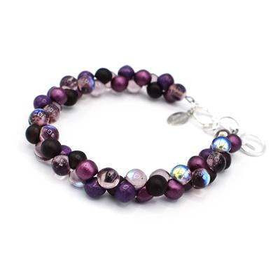 Bubble Glass Bracelet in Purple,Amethyst and Plum