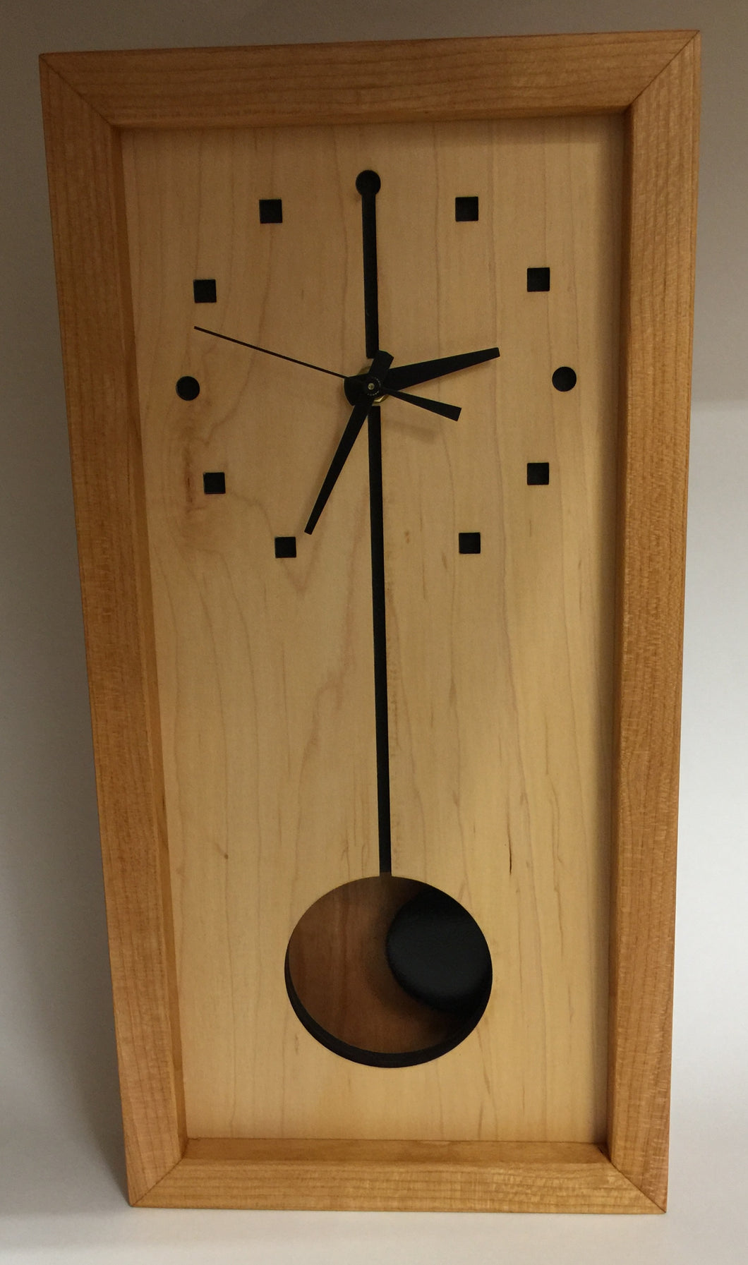 Clock, Tall Box Cherry Sq/Circle Maple