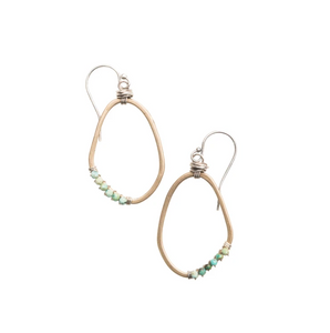 Freeform Bronze Wraped Turquoise Earings