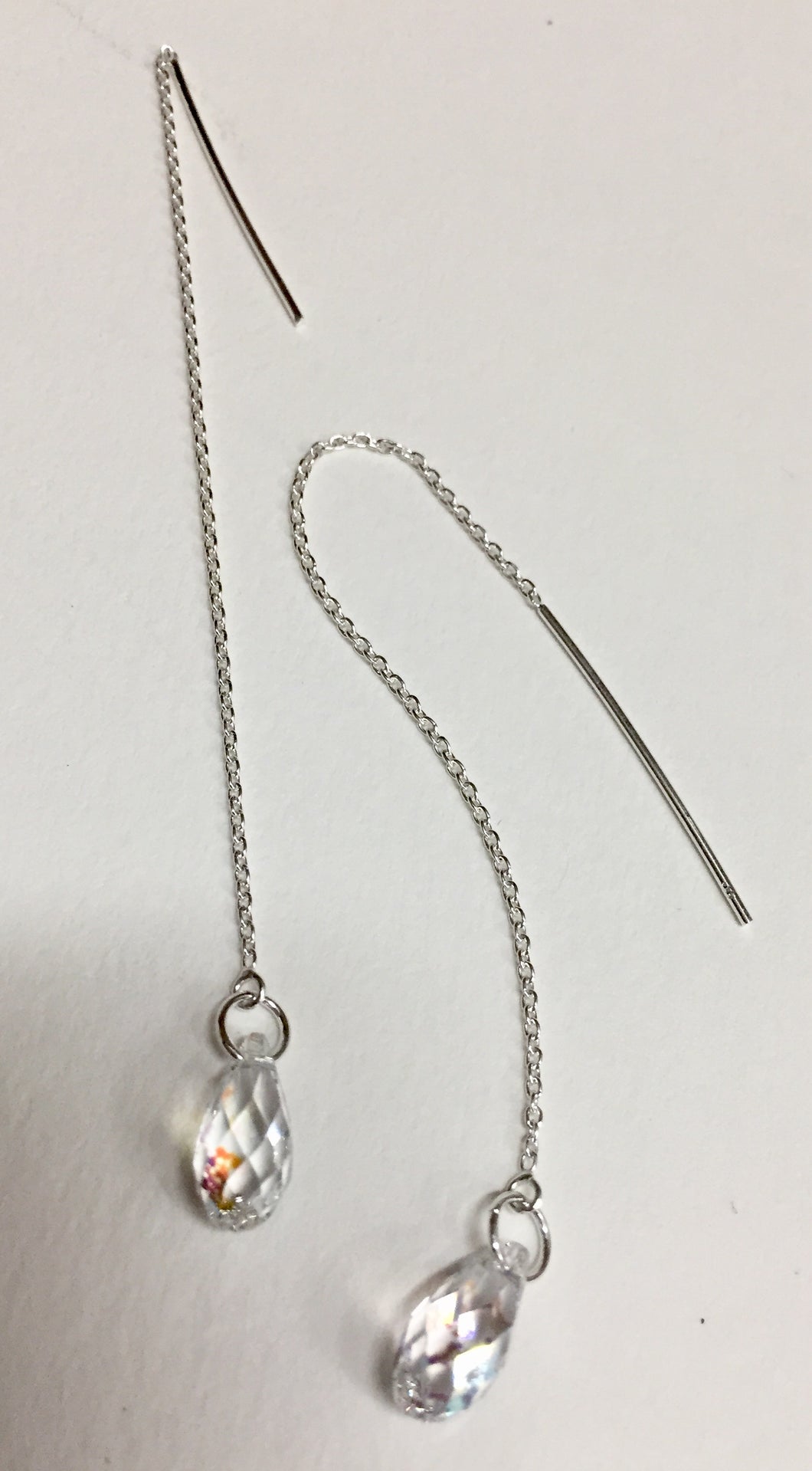 Earrings Sterling Threader with Crystal