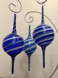 Long Ornament LT Blue DK Blue & White