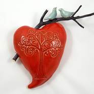 Red Heart with Branch and Birds