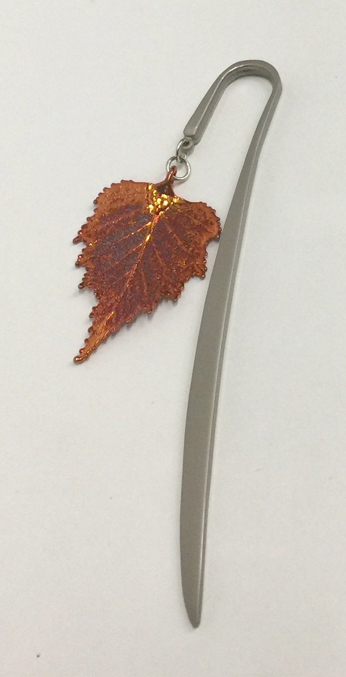 Bookmark, Mat Silver Iridescent Birch Leaf