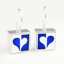 Load image into Gallery viewer, Medium Blue Heart Earrings