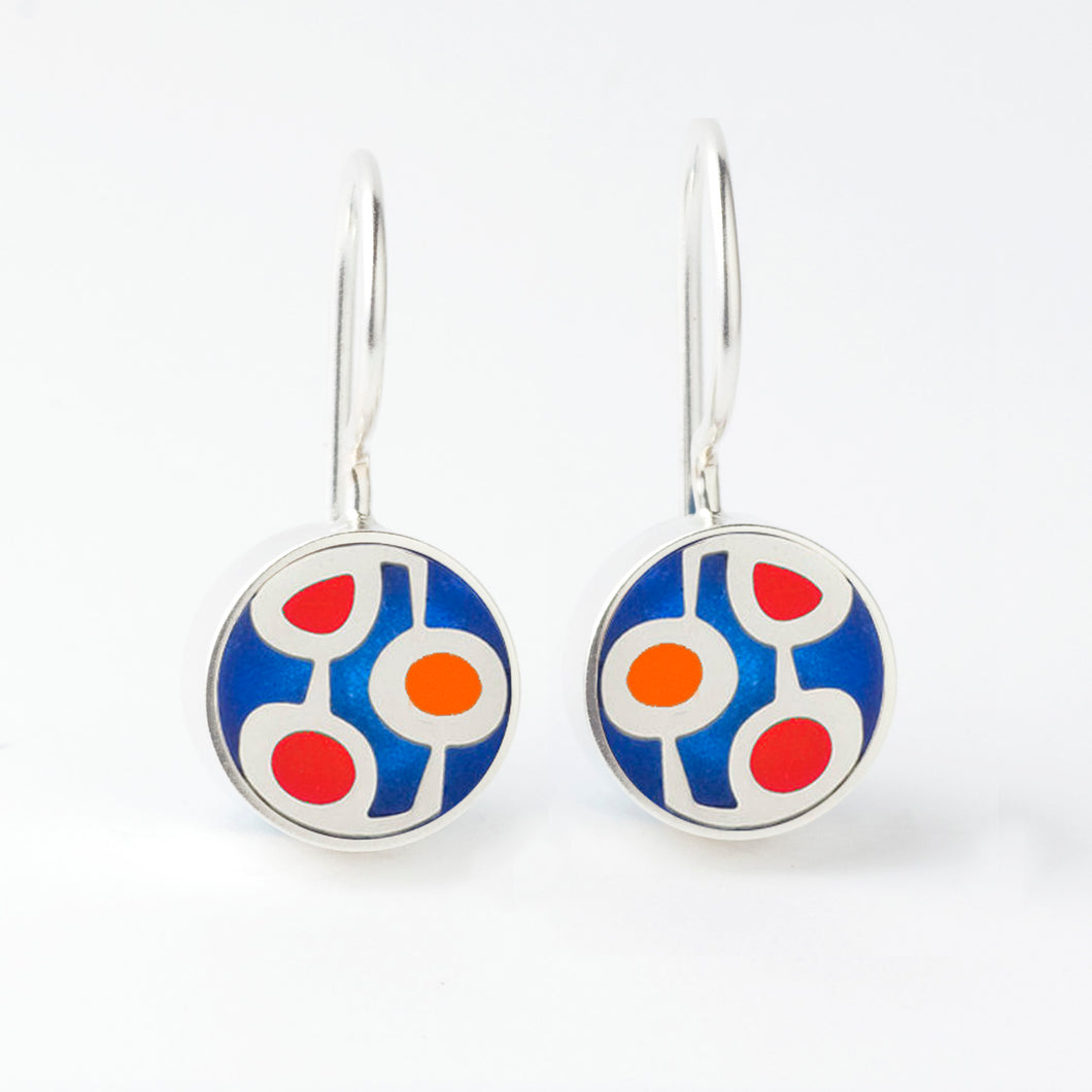 Sterling Silver and Red and Blue Resin Earrings
