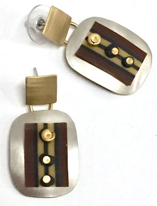 Clay Square Rectangular Drop Post Earring