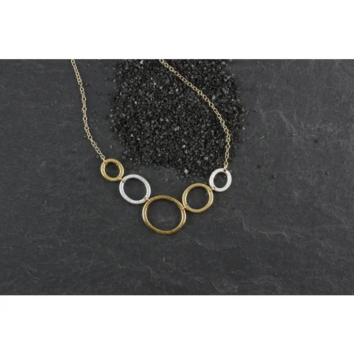 Silver and Goldtone Oval Necklace