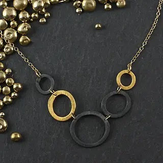 Mixed Metal Necklace With Ovals