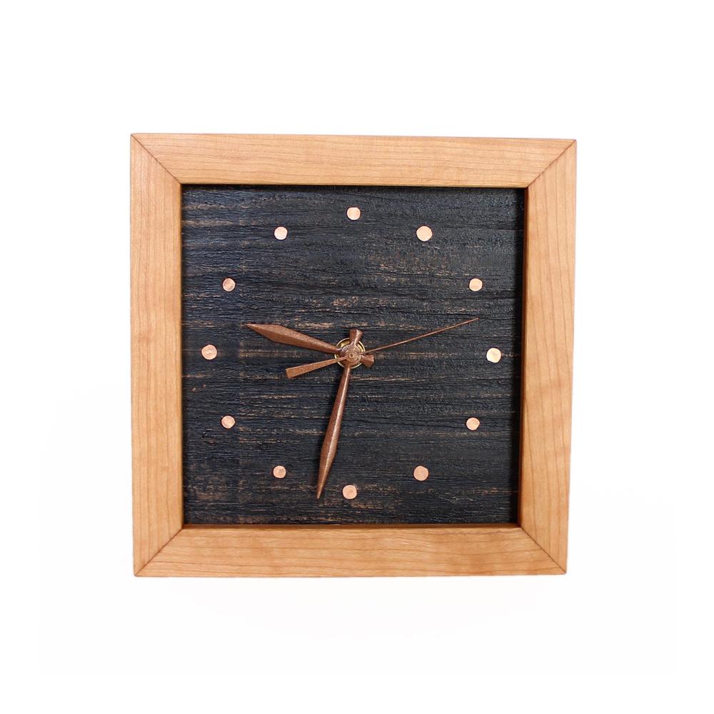 Cherry and Copper Clock With Black Distressed Face