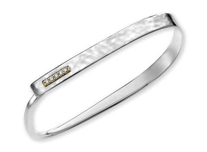 Sterling Silver and 14K Diamond Flip-open Bracelet