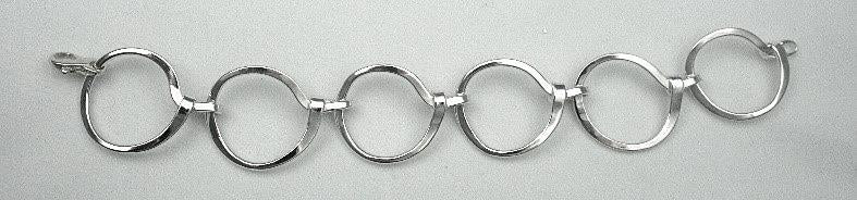 Sterling Silver, Hand Forged Circle Link Bracelet