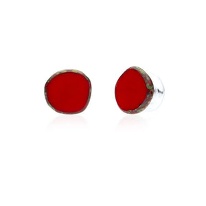 Full Circle Small Stud Earring Red