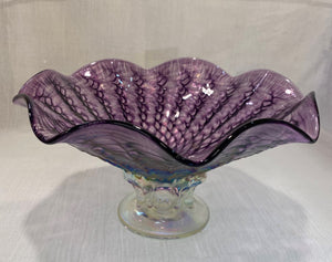 Glass Purple Pedestal Bowl