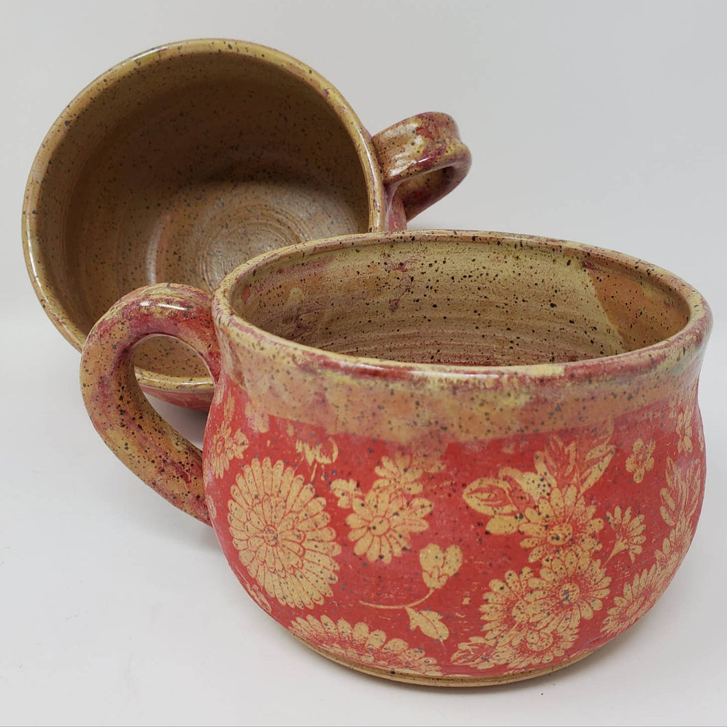 Soup bowl, Rustic Victorian Red Floral