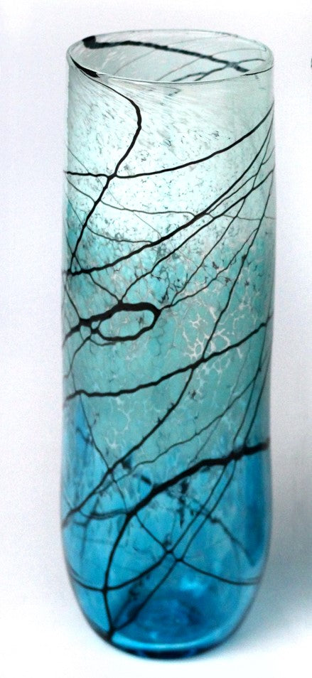 Lightning Vase, Sm Cylinder Aqua