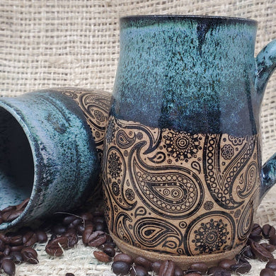 Mug, Black Paisley