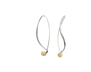 Elegant Sterling Silver Dangle Earrings, 14K Gold Ball