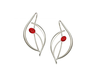 Jonquil Earrings, Silver and Coral