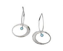 Load image into Gallery viewer, Elliptical Elegance Earring Silver With Blue Topaz