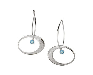 Elliptical Elegance Earring Silver With Blue Topaz