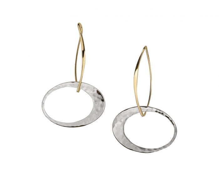 Elliptical Elegance Earring Silver with 14K Gold Overlay