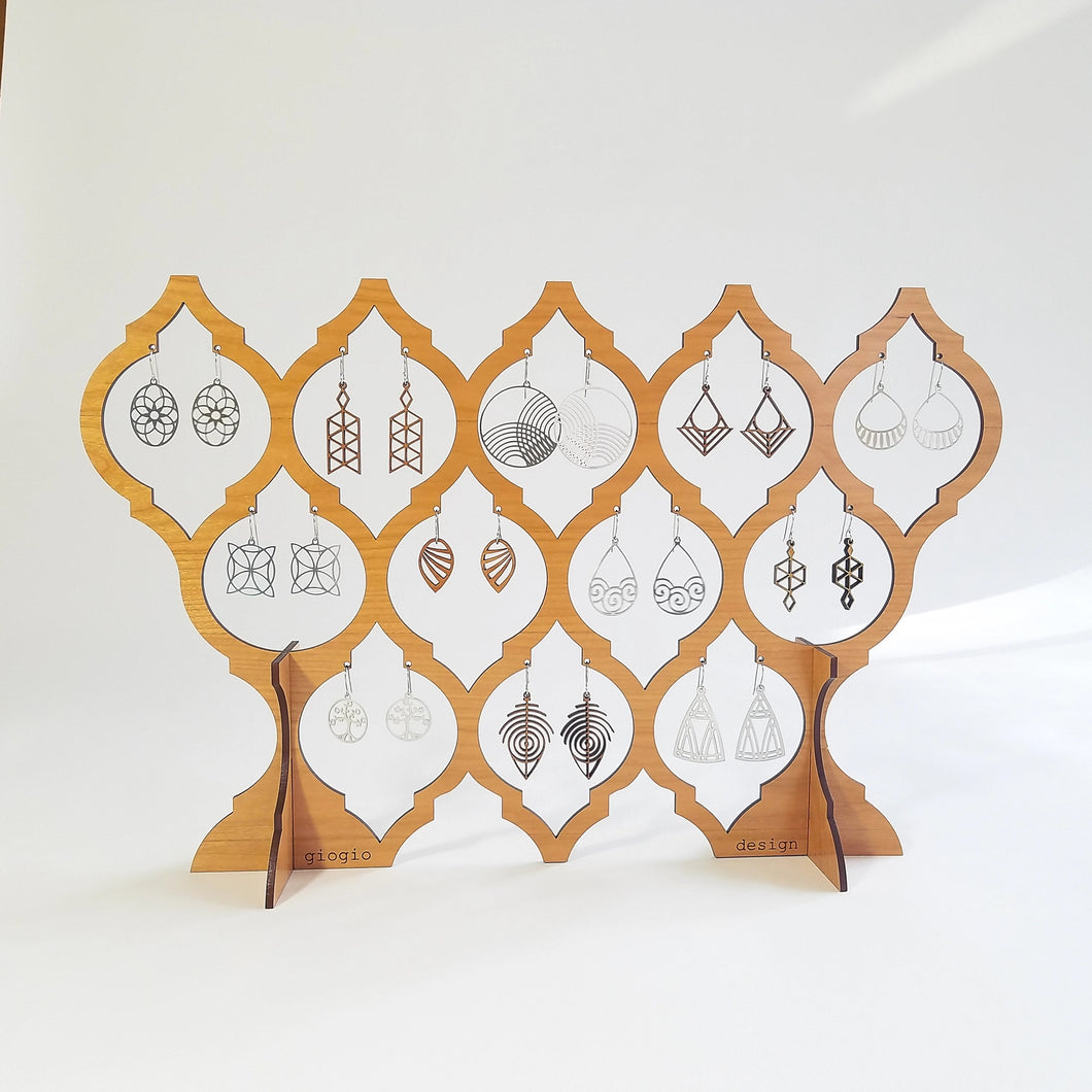 Earring Stand, Horiz Cherry Wood