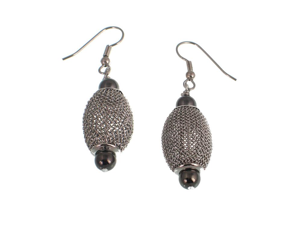 Oval Mesh Bead Earrings