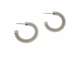 Small Mesh Hoop Earrings Silver