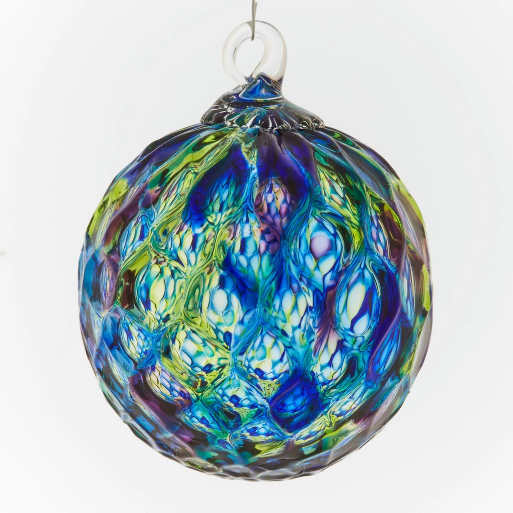 Blue Mosaic Diamond Facet Round Ornament