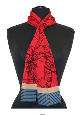 Red Orchid Silk Scarf