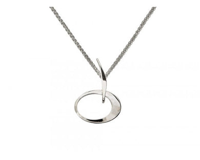 Petite Elliptical, Hammered-Sterling Pendant, 18