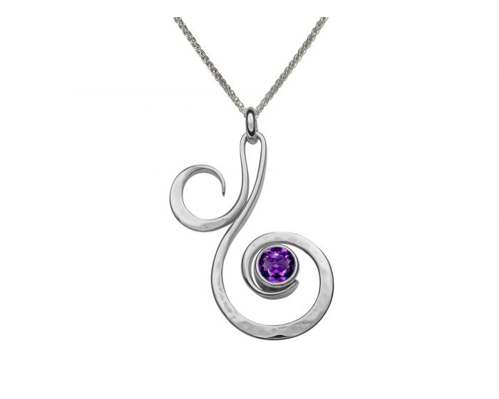 Fiddlehead Pendant Sterling Silver With Amethyst