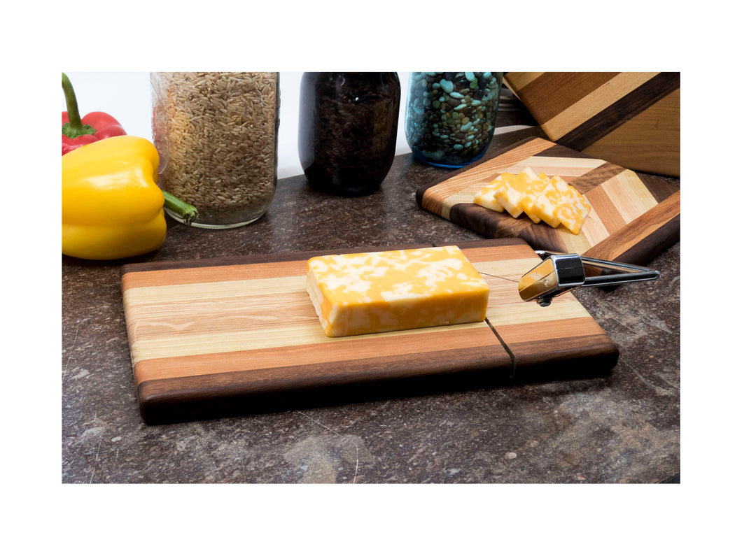 Cutting Board With Built in Wire Cheese Slicer