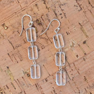Triple Tile Glass Earring in Crystal Clear