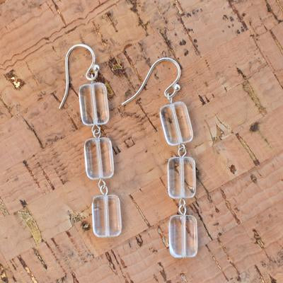 Triple Tile Glass Earring in Crystal Clear