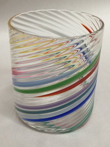 Tumbler, Ribbed Multi Color Glass
